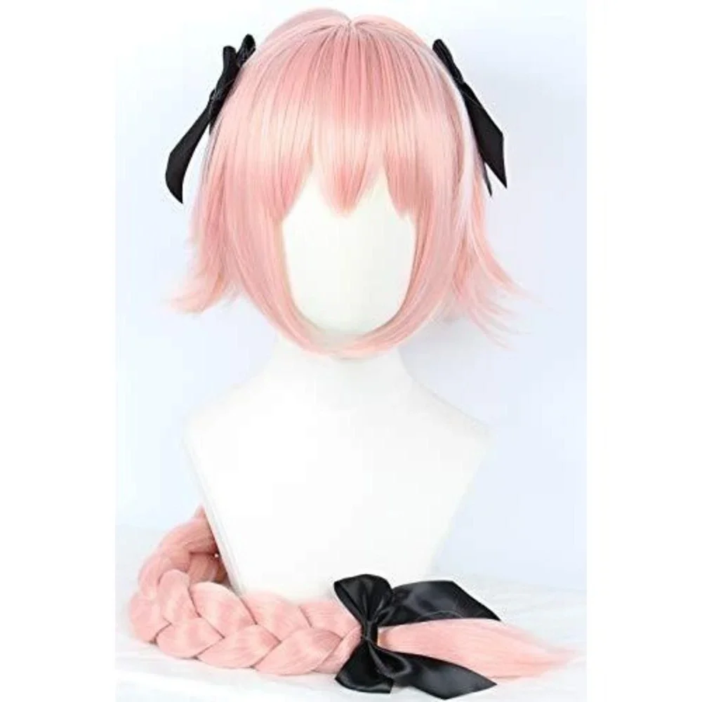 Astolfo Cosplay Wig Fate Grand Order Pink Braided Anime Hair‎ with Bows